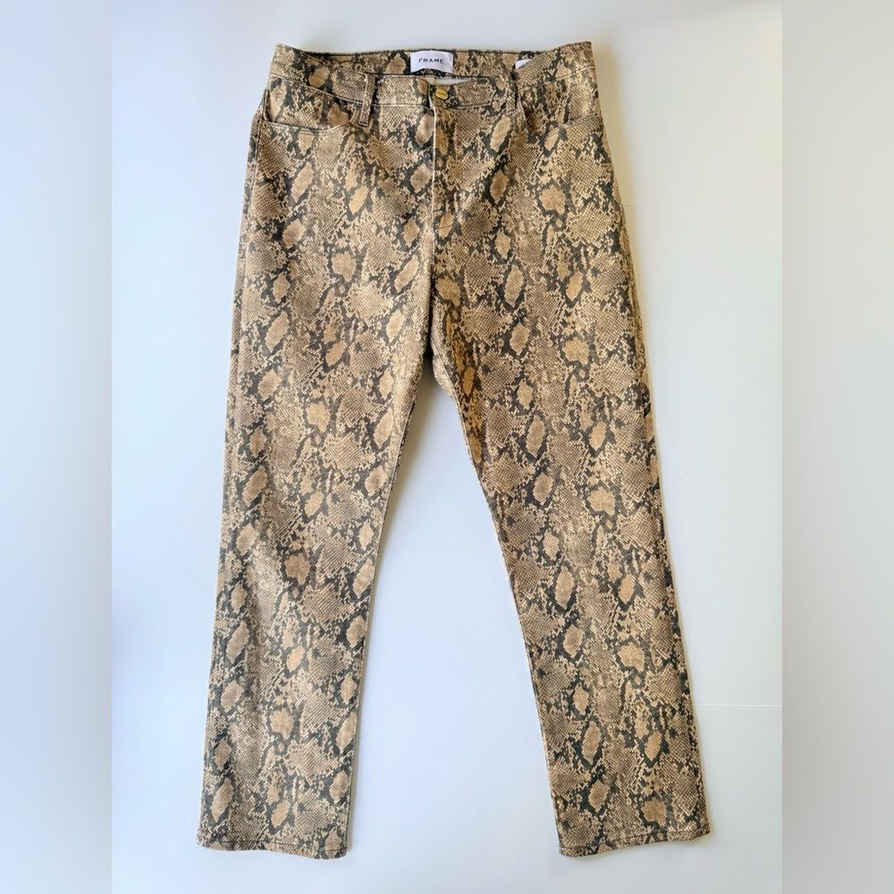 Nwot Frame Le High Straight Leg Python Snakeskin … - image 3